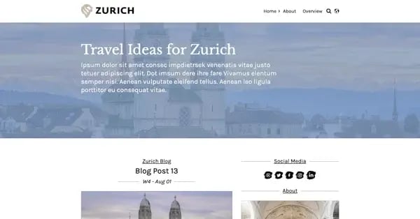 Screenshot zurich theme desktop